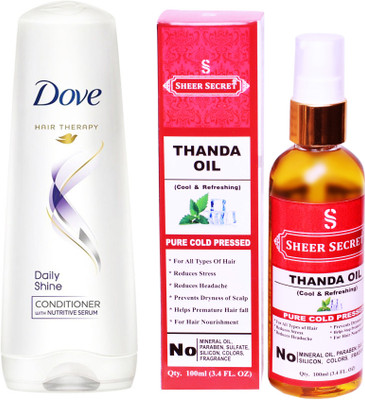 Dove 180 ML DAILY SHINE CONDITIONER with SHEER SECRET COLD PRESSED THANDA OIL 100ML(Set of 2)
Dove 180 ML DAILY SHINE CONDITIONER with SHEER SECRET COLD PRESSED THANDA OIL 100ML(Set of 2)