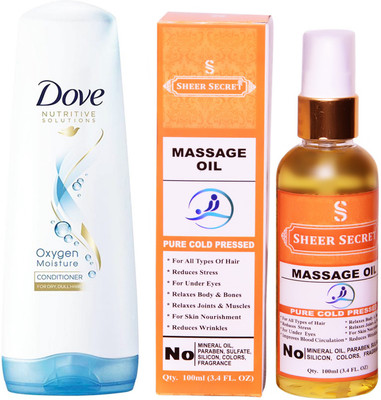 Dove 180 ML OXYGEN MOISTURE CONDITIONER with SHEER SECRET COLD PRESSED MASSAGE OIL 100ML(Set of 2)
Dove 180 ML OXYGEN MOISTURE CONDITIONER with SHEER SECRET COLD PRESSED MASSAGE OIL 100ML(Set of 2)