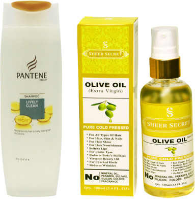 PANTENE 180 ML LIVELY CLEAN SHAMPOO with SHEER SECRET COLD PRESSED OLIVE OIL 100ML(Set of 2)
PANTENE 180 ML LIVELY CLEAN SHAMPOO with SHEER SECRET COLD PRESSED OLIVE OIL 100ML(Set of 2)