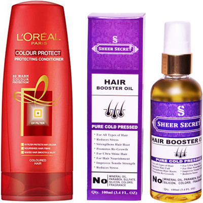 L'Oreal COLOUR PROTECT CONDITIONER 175 ML with SHEER SECRET COLD PRESSED HAIR BOOSTER OIL 100ML(Set of 2)
L'Oreal COLOUR PROTECT CONDITIONER 175 ML with SHEER SECRET COLD PRESSED HAIR BOOSTER OIL 100ML(Set of 2)