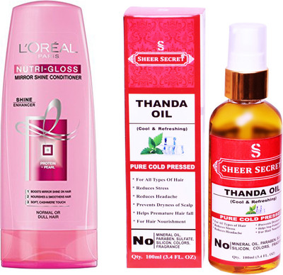 L'Oreal NUTRI GLOSS CONDITIONER 175 ML with SHEER SECRET COLD PRESSED THANDA OIL 100ML(Set of 2)
L'Oreal NUTRI GLOSS CONDITIONER 175 ML with SHEER SECRET COLD PRESSED THANDA OIL 100ML(Set of 2)