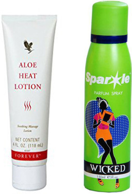 Forever Aloe Heat Lotion 118 ml (064) With One Sparkle Perfume Spray 150 Ml(Set of 2)
Forever Aloe Heat Lotion 118 ml (064) With One Sparkle Perfume Spray 150 Ml(Set of 2)