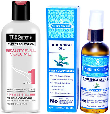TRESemme 190 ML BEAUTIFULL VOLUME CONDITIONER with SHEER SECRET COLD PRESSED BHRINGRAJ OIL 100ML(Set of 2)
TRESemme 190 ML BEAUTIFULL VOLUME CONDITIONER with SHEER SECRET COLD PRESSED BHRINGRAJ OIL 100ML(Set of 2)