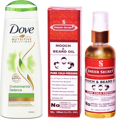 Dove 180 ML ENVIRONMENTAL DEFENCE SHAMPOO with SHEER SECRET COLD PRESSED MOOCH AND BEARD OIL 100ML(Set of 2)
Dove 180 ML ENVIRONMENTAL DEFENCE SHAMPOO with SHEER SECRET COLD PRESSED MOOCH AND BEARD OIL 100ML(Set of 2)