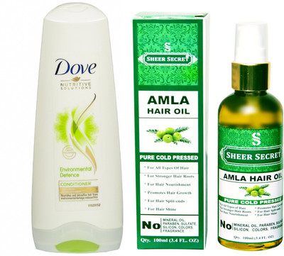 Dove 180 ML ENVIRONMENTAL DEFENCE CONDITIONER with SHEER SECRET COLD PRESSED AMLA OIL 100ML(Set of 2)
Dove 180 ML ENVIRONMENTAL DEFENCE CONDITIONER with SHEER SECRET COLD PRESSED AMLA OIL 100ML(Set of 2)