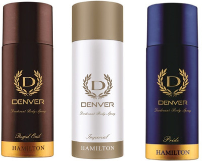 Denver Royal Oud, Imperial and Pride Deodorant Body Spray 165ML Each Combo (Pack of 3) Body Spray - For Men & Women(495 ml, Pack of 3)
Denver Royal Oud, Imperial and Pride Deodorant Body Spray 165ML Each Combo (Pack of 3) Body Spray - For Men & Women(495 ml, Pack of 3)