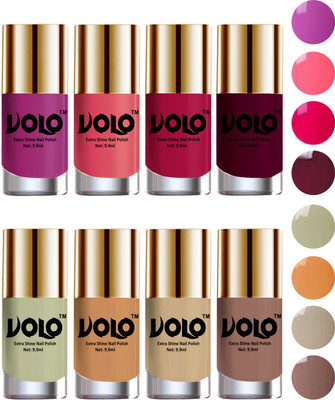 Volo High-Shine Long Lasting Non Toxic Professional Nail Polish Set of 8 Bright Plum, Pink Mania, Moon Magenta, Wine, Mischievous Mint, Flirty Nude, Nude, Dark Nude(Pack of 8)
Volo High-Shine Long Lasting Non Toxic Professional Nail Polish Set of 8 Bright Plum, Pink Mania, Moon Magenta, Wine, Mischievous Mint, Flirty Nude, Nude, Dark Nude(Pack of 8)