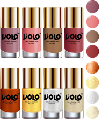 Volo High-Shine Long Lasting Non Toxic Professional Nail Polish Set of 8 Nudes Spring, Candy Cotton, Dark Nude, Tan, Red Gold, Golden, Metallic Silver, Light Golden(Pack of 8)
Volo High-Shine Long Lasting Non Toxic Professional Nail Polish Set of 8 Nudes Spring, Candy Cotton, Dark Nude, Tan, Red Gold, Golden, Metallic Silver, Light Golden(Pack of 8)
