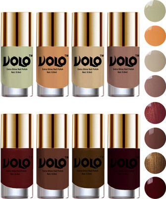 Volo High-Shine Long Lasting Non Toxic Professional Nail Polish Set of 8 Mischievous Mint, Flirty Nude, Nude, Dark Nude, Metallic Maroon, Chocolate Brown, Brown Coffee, Maroon(Pack of 8)
Volo High-Shine Long Lasting Non Toxic Professional Nail Polish Set of 8 Mischievous Mint, Flirty Nude, Nude, Dark Nude, Metallic Maroon, Chocolate Brown, Brown Coffee, Maroon(Pack of 8)