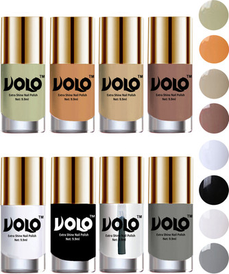 Volo High-Shine Long Lasting Non Toxic Professional Nail Polish Set of 8 Mischievous Mint, Flirty Nude, Nude, Dark Nude, Matte White, Black, Extra Shine Top Coat, Grey(Pack of 8)
Volo High-Shine Long Lasting Non Toxic Professional Nail Polish Set of 8 Mischievous Mint, Flirty Nude, Nude, Dark Nude, Matte White, Black, Extra Shine Top Coat, Grey(Pack of 8)