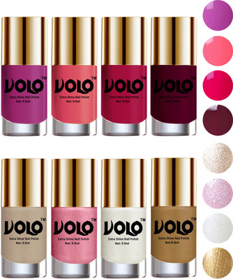 Volo High-Shine Long Lasting Non Toxic Professional Nail Polish Set of 8 Bright Plum, Pink Mania, Moon Magenta, Wine, Chrome Rust, Metallic Pink, Pearly White Chrome, Golden(Pack of 8)
Volo High-Shine Long Lasting Non Toxic Professional Nail Polish Set of 8 Bright Plum, Pink Mania, Moon Magenta, Wine, Chrome Rust, Metallic Pink, Pearly White Chrome, Golden(Pack of 8)