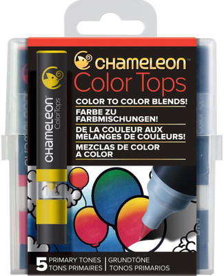 Chameleon CT4502 Primary Tones Colour Tops Nib Sketch Pens(Set of 5, Multicolor)