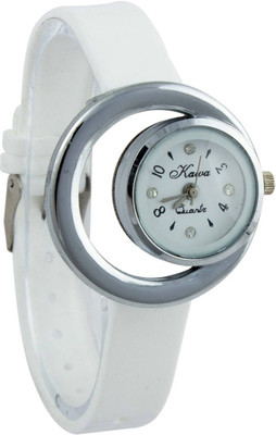 FabSale White Chand Dial Pu Strap Watch For Girls Watch - For Women