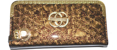 Pin to Pen Casual Brown, Gold Clutch