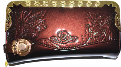 Pin to Pen Casual Brown, Gold Clutch