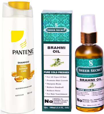 PANTENE 180 ML TOTAL DAMAGE CARE SHAMPOO with SHEER SECRET COLD PRESSED BRAHMI OIL 100ML(Set of 2)
PANTENE 180 ML TOTAL DAMAGE CARE SHAMPOO with SHEER SECRET COLD PRESSED BRAHMI OIL 100ML(Set of 2)