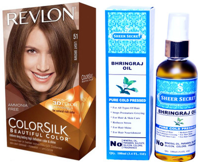 Revlon LIGHT BROWN 51 with SHEER SECRET COLD PRESSED BHRINGRAJ OIL 100ML(Set of 2)
Revlon LIGHT BROWN 51 with SHEER SECRET COLD PRESSED BHRINGRAJ OIL 100ML(Set of 2)