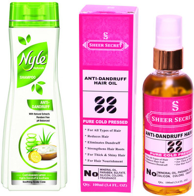 NYLE 180 ML ANTI DANDRUFF SHAMPOO with SHEER SECRET COLD PRESSED ANTI DANDRUFF OIL 100ML(Set of 2)
NYLE 180 ML ANTI DANDRUFF SHAMPOO with SHEER SECRET COLD PRESSED ANTI DANDRUFF OIL 100ML(Set of 2)
