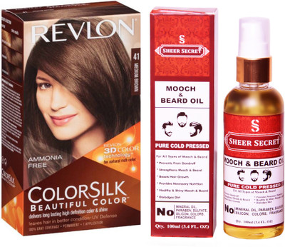 Revlon MEDIUM BROWN 41 with SHEER SECRET COLD PRESSED MOOCH AND BEARD OIL 100ML(Set of 2)
Revlon MEDIUM BROWN 41 with SHEER SECRET COLD PRESSED MOOCH AND BEARD OIL 100ML(Set of 2)