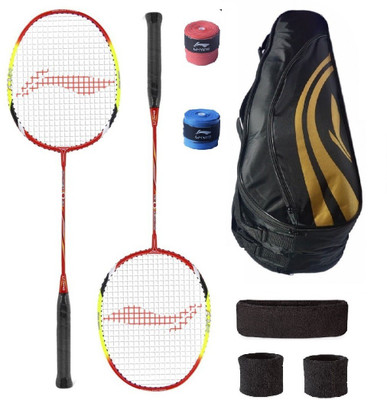 Li-Ning Combo of Q30 Badminton Racquet (2 Pcs.), Kit Bag, Grips & 2 Other Items Badminton Kit