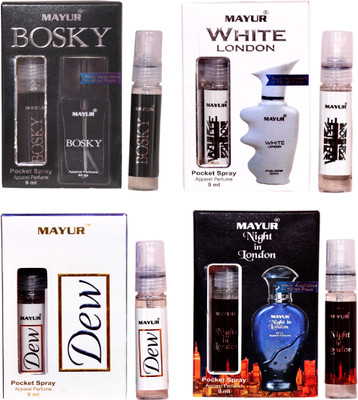 Mayur Fancy Fragrance Pocket Perfume Combo(4 pc of 9 ml) Eau de Parfum - 36 ml(For Men & Women)
Mayur Fancy Fragrance Pocket Perfume Combo(4 pc of 9 ml) Eau de Parfum - 36 ml(For Men & Women)