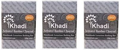 Khadi Bamboo Charcoal Soap (Pack of 3 pc)(125 g, Pack of 3)