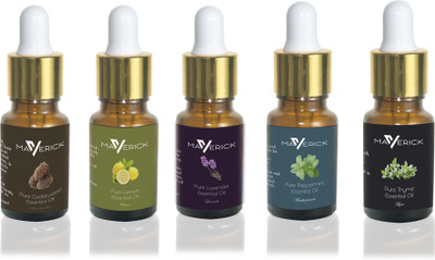 Maverick Pure Lavender, Cedarwood, Peppermint, Thyme & Lemon essential oil 5 in 1 pack with dropper(10 ml)
Maverick Pure Lavender, Cedarwood, Peppermint, Thyme & Lemon essential oil 5 in 1 pack with dropper(10 ml)