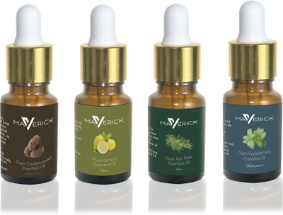 Maverick Pure Cedarwood, Peppermint, Lemon & Tea Tree essential oil 4 in 1 pack with dropper(10 ml)
Maverick Pure Cedarwood, Peppermint, Lemon & Tea Tree essential oil 4 in 1 pack with dropper(10 ml)