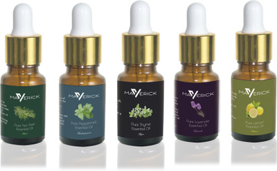 Maverick Pure Lavender, Peppermint, Lemon, Thyme & Tea Tree essential oil 5 in 1 pack with dropper(10 ml)
Maverick Pure Lavender, Peppermint, Lemon, Thyme & Tea Tree essential oil 5 in 1 pack with dropper(10 ml)
