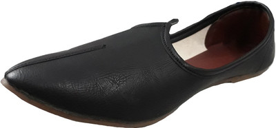 Comex Pure Leather Punjabi Jutis For Men(Black