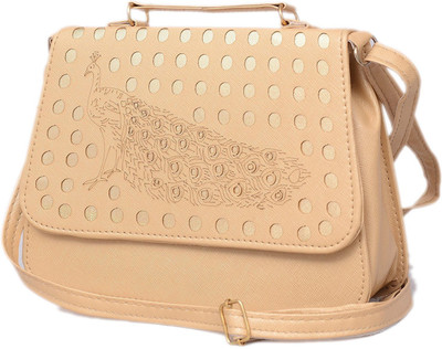 clementine Girls Casual Beige PU Sling Bag