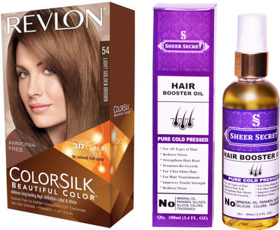 Revlon LIGHT GOLDEN BROWN 54 with SHEER SECRET COLD PRESSED HAIR BOOSTER OIL 100ML(Set of 2)
Revlon LIGHT GOLDEN BROWN 54 with SHEER SECRET COLD PRESSED HAIR BOOSTER OIL 100ML(Set of 2)