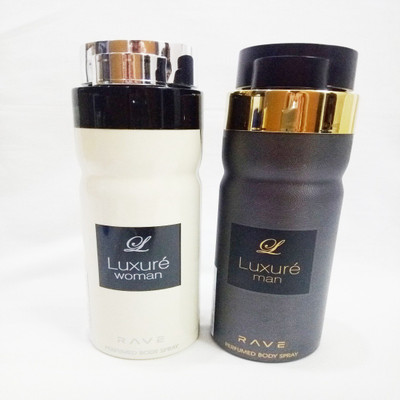 RAVE LUXURE WOMAN AND LUXURE MAN Perfume Body Spray - For Men & Women(400 ml, Pack of 2)
RAVE LUXURE WOMAN AND LUXURE MAN Perfume Body Spray - For Men & Women(400 ml, Pack of 2)