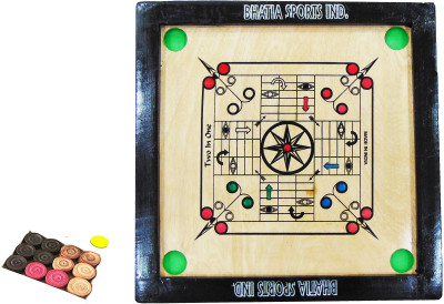 Prime Sports Carrom Board 20*20 inch Wooden Ludo Carrom Board - with Carrom Coins Board Game