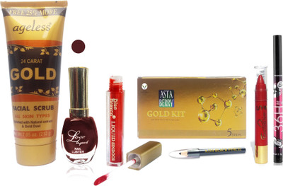 FEMINA09 cosmetics makeup gold facial kit 58g gold scrub 200g love matte brown nail polish red liquid sindoor ishme red matte lipstick eye brown pencil 36h eye liner combo set of 7(Set of 7)
FEMINA09 cosmetics makeup gold facial kit 58g gold scrub 200g love matte brown nail polish red liquid sindoor ishme red matte lipstick eye brown pencil 36h eye liner combo set of 7(Set of 7)
