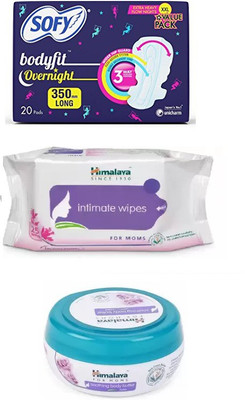 Sofy Bodyfit Overnight Pad, Intimate Wipes, Soothing Body Butter(Set of 3)