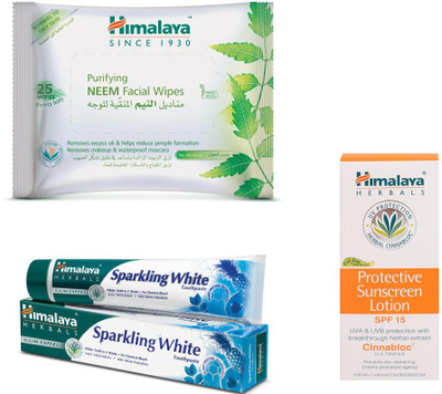 Himalaya Purifying Neem Facial Wipes, Toothpaste, Protective Suncreen Lotion(Set of 3)
Himalaya Purifying Neem Facial Wipes, Toothpaste, Protective Suncreen Lotion(Set of 3)