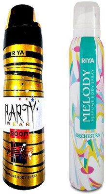 Riya MELODY PERFUME BODY SPRAY 150 ML +PARTY WEAR PERFUME BODY SPRAY 200 ML Deodorant Spray - For Men & Women(200 ml)
Riya MELODY PERFUME BODY SPRAY 150 ML +PARTY WEAR PERFUME BODY SPRAY 200 ML Deodorant Spray - For Men & Women(200 ml)