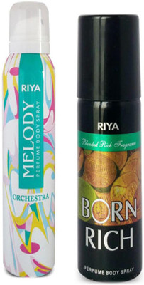 Riya MELODY PERFUME BODY SPRAY 150 ML +BORN RICH PERFUME BODY SPRAY 150 ML Deodorant Spray - For Men & Women(150 ml)
Riya MELODY PERFUME BODY SPRAY 150 ML +BORN RICH PERFUME BODY SPRAY 150 ML Deodorant Spray - For Men & Women(150 ml)