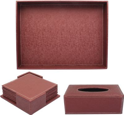 fabbity 0 Compartments Faux Leather, MDF Leather Tray, Tissue Box and Coasters(Cherry)
fabbity 0 Compartments Faux Leather, MDF Leather Tray, Tissue Box and Coasters(Cherry)