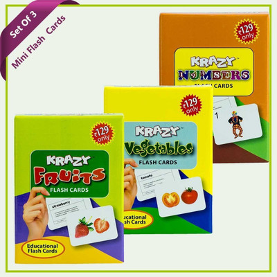 Smartcraft Combo Mini Set of 3 Krazy Flash Cards (Fruits+Vegetables+Numbers )(Multicolor)
Smartcraft Combo Mini Set of 3 Krazy Flash Cards (Fruits+Vegetables+Numbers )(Multicolor)