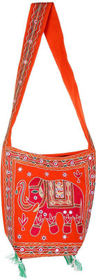 Rajrang Women Casual Orange Cotton Sling Bag