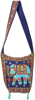 Rajrang Women Casual Blue Cotton Sling Bag