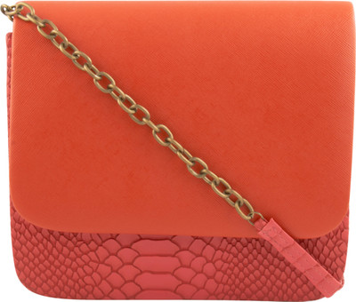 TARUSA Women Evening/Party Orange Leatherette Sling Bag
