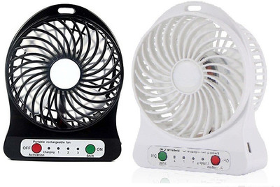 Elegant Shopping Rechargeble Fan Portable Desktop Fan, Set of 2 USB Fan(Black, White)