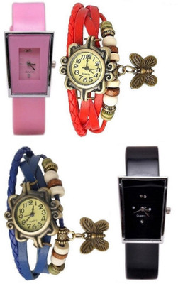 Freny Exim beautiful stylish attractive rakhi collection vintage blue red dori combo watch pink black pu belt women watch Bracelet watches Watch - For Girls
Freny Exim beautiful stylish attractive rakhi collection vintage blue red dori combo watch pink black pu belt women watch Bracelet watches Watch - For Girls