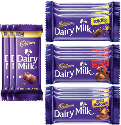 Cadbury Dairy Milk , Pack of 12 (Maha Pack, 3x52g ,Fruit and Nut, 3x36g, Crackle, 3x36g, Roasted Almond, 3x36g) Bars(Pack of 12, 12 Units)
Cadbury Dairy Milk , Pack of 12 (Maha Pack, 3x52g ,Fruit and Nut, 3x36g, Crackle, 3x36g, Roasted Almond, 3x36g) Bars(Pack of 12, 12 Units)