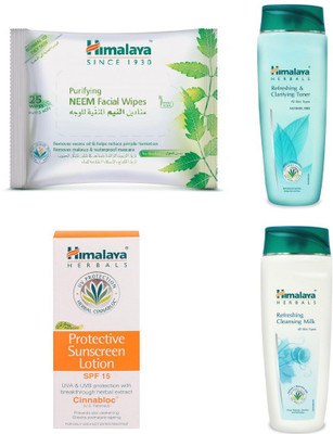 Himalaya Purifying Neem Facial Wipes, Refreshing & Cleansing Milk, Protective Suncreen Lotion, Refreshing & Clarifying Toner(Set of 4)
Himalaya Purifying Neem Facial Wipes, Refreshing & Cleansing Milk, Protective Suncreen Lotion, Refreshing & Clarifying Toner(Set of 4)