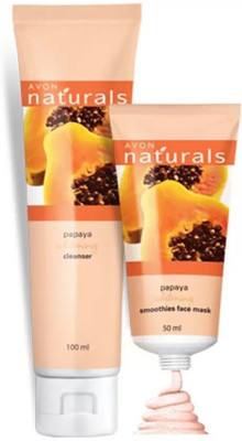 Avon Anew papaya cleanser and papaya smoothie face mask combo(Set of 2)