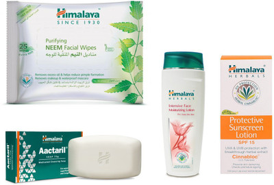 Himalaya Purifying Neem Facial Wipes, Aactaril Soap, Intensive Face Moisturizing Lotion, Protective Suncreen Lotion(Set of 4)
Himalaya Purifying Neem Facial Wipes, Aactaril Soap, Intensive Face Moisturizing Lotion, Protective Suncreen Lotion(Set of 4)